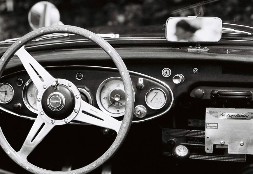 Intérieur d'une voiture de collection