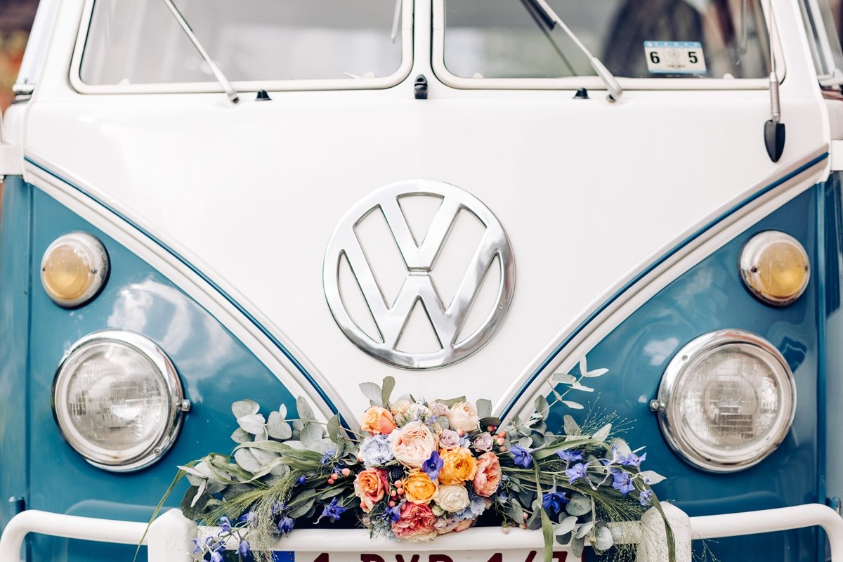 Combi VW Samba T1 Bleu et Blanc